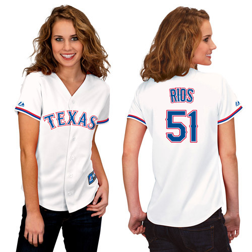 Alex Rios #51 mlb Jersey-Texas Rangers Women's Authentic Home White Cool Base Baseball Jersey